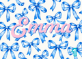 Cantiague Chromebook Decal 1 - Blue Bows