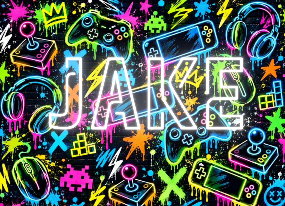 Cantiague Chromebook Decal 8 -Neon Gamer